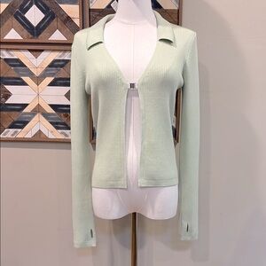 ALO Yoga Cashmere Ribbed Collared Cardigan Sweater Small